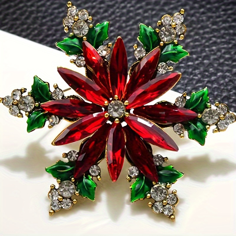 

Christmas Shape Brooch Rhinestone Badge Pin Corsage Clothing Accessories Christmas Brooch