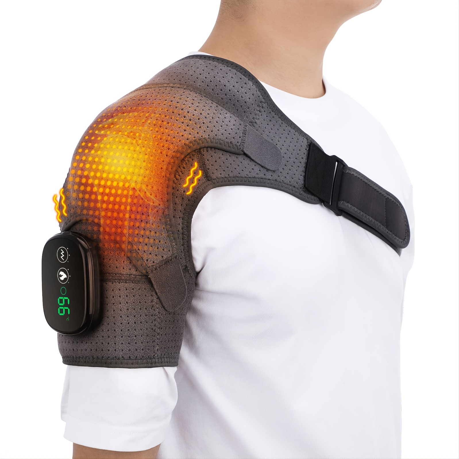 Massage Heated Shoulder Brace Wrap Hot Relax Muscle Relief - Temu
