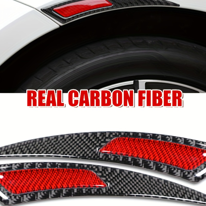 

2pcs Universal Car Carbon Fiber Wheel Eyebrow Bumper Stickers, Rim Scratch Stripe Tape Decal