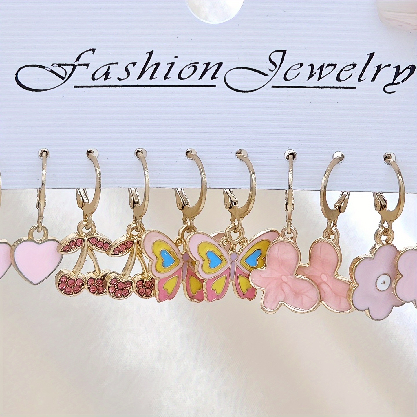 

10pcs Elegant & Butterfly, Flower & Heart Hoop Earrings Set With - Stainless Steel Posts, Cubic Zirconia For & Vacation Wear