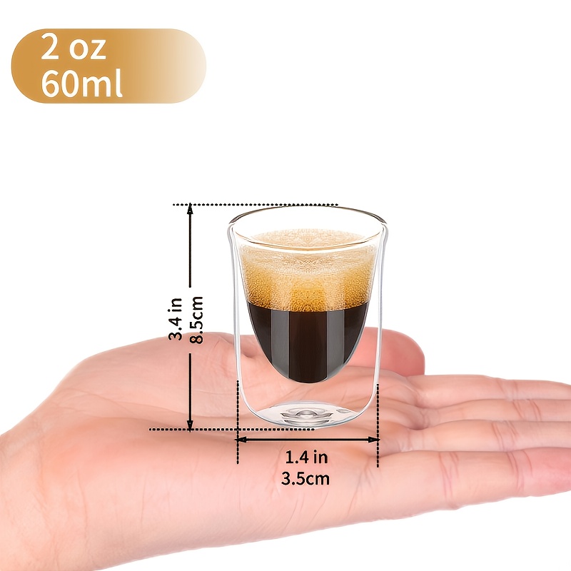 PARACITY Espresso Cups Set Of 2, 2 Oz Espresso Shot Glass, Espresso Mugs,  Doubled Clear Insulated Bo…See more PARACITY Espresso Cups Set Of 2, 2 Oz