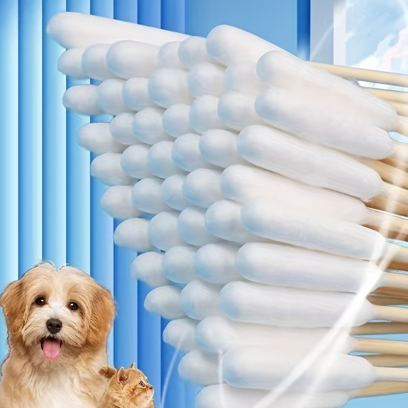 

50 Pieces Pet Cotton Swabs: Ideal For Ear Canal Cleaning, Medicated Nursing, And Strong Liquid Absorption - Alcohol-free