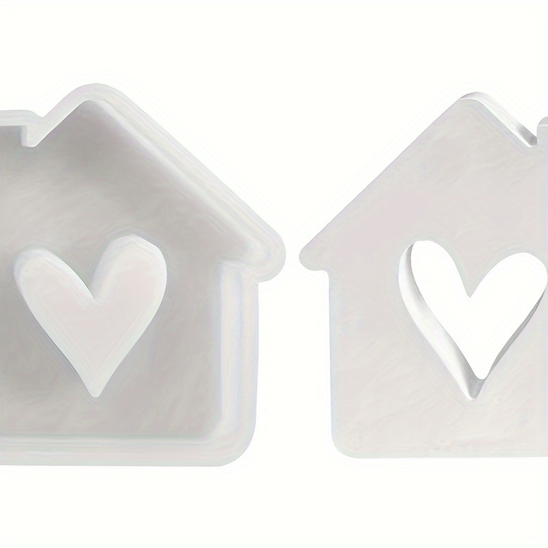 

Silicone Mold For Casting Decorative House-shaped Plaster Figurines With Heart And Star Designs - Ideal For Home Decor, Plant Pots, And Fondant Cake Decorating - Single Medium Size Mold Available