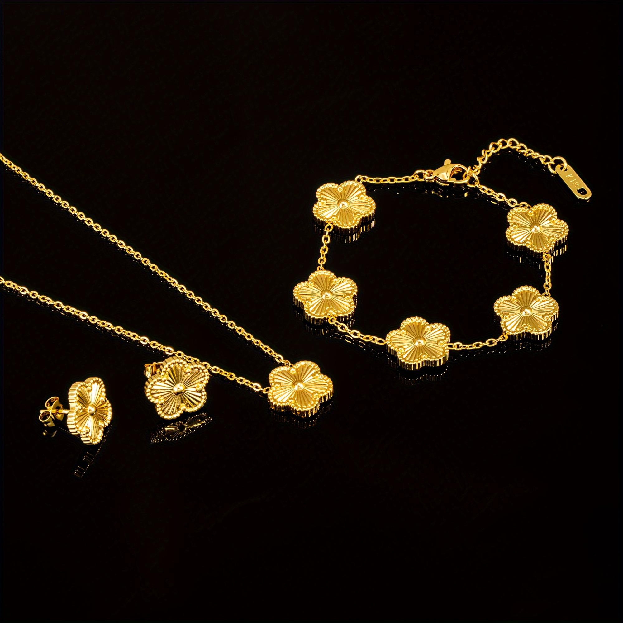  jewelry set steel 18k gold bracelet and jewelry accessories day details 0