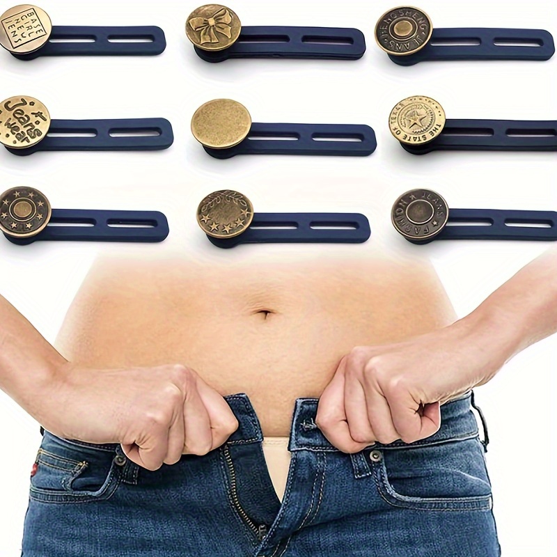 

Adjustable Belt Extender With Metal Button - No Sewing Required - Expanding Jeans Waist