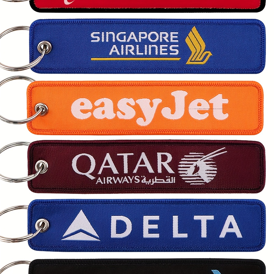 

Dmlsky Aviation Keychain Collection - 1pc Embroidered Fabric Key Tag With Airline Logos, Cute Keyring Accessory For Car, Motorcycle, Aviation Enthusiasts, Airline Gift