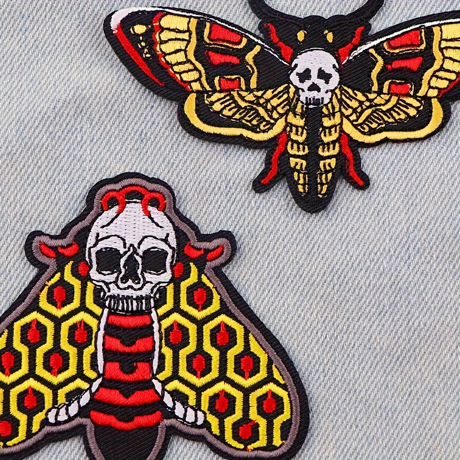 

Men's Novelty Skull Moth Embroidered Patches - Sewing Iron-on Appliques For Clothing, Hats, Denim, Tees