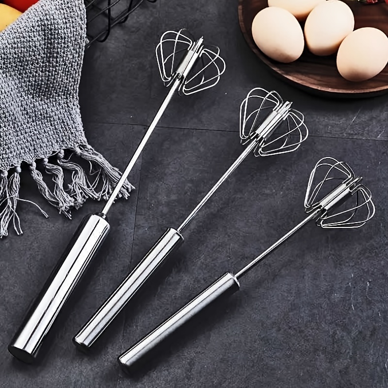 Mini Stainless Steel Push Manual Spinning Whisk