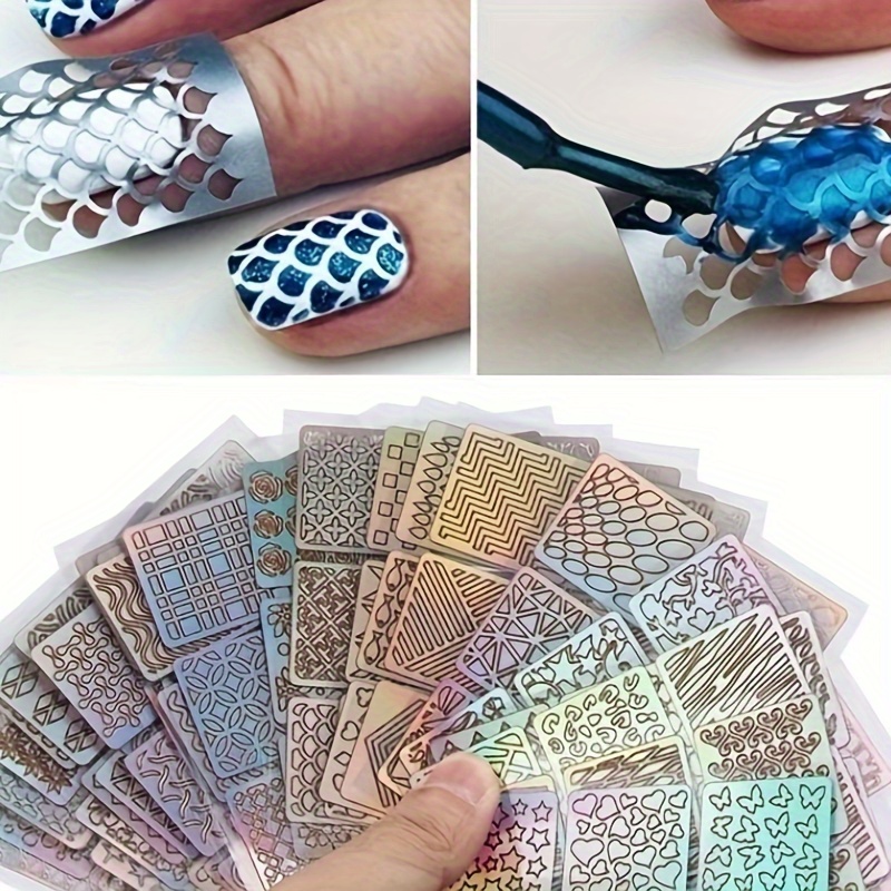

Nail Art Stickers, Laser-cut Hollow Decals, 3d Adhesive Nail Designs For Manicure
