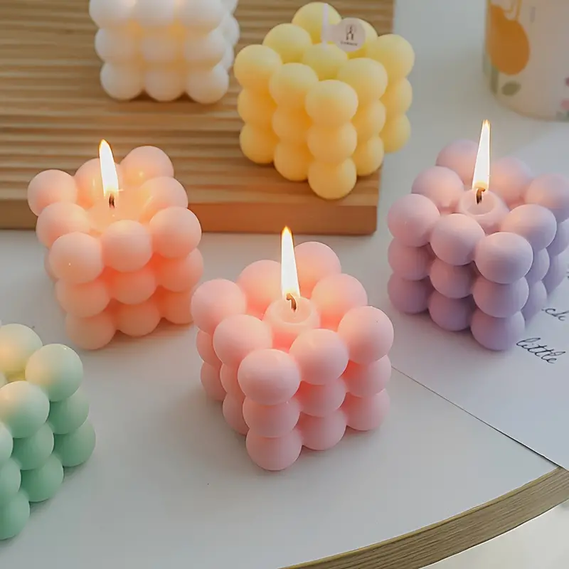 Aesthetic Bubble Candle Cube Soy Wax Home Decor Candle With - Temu