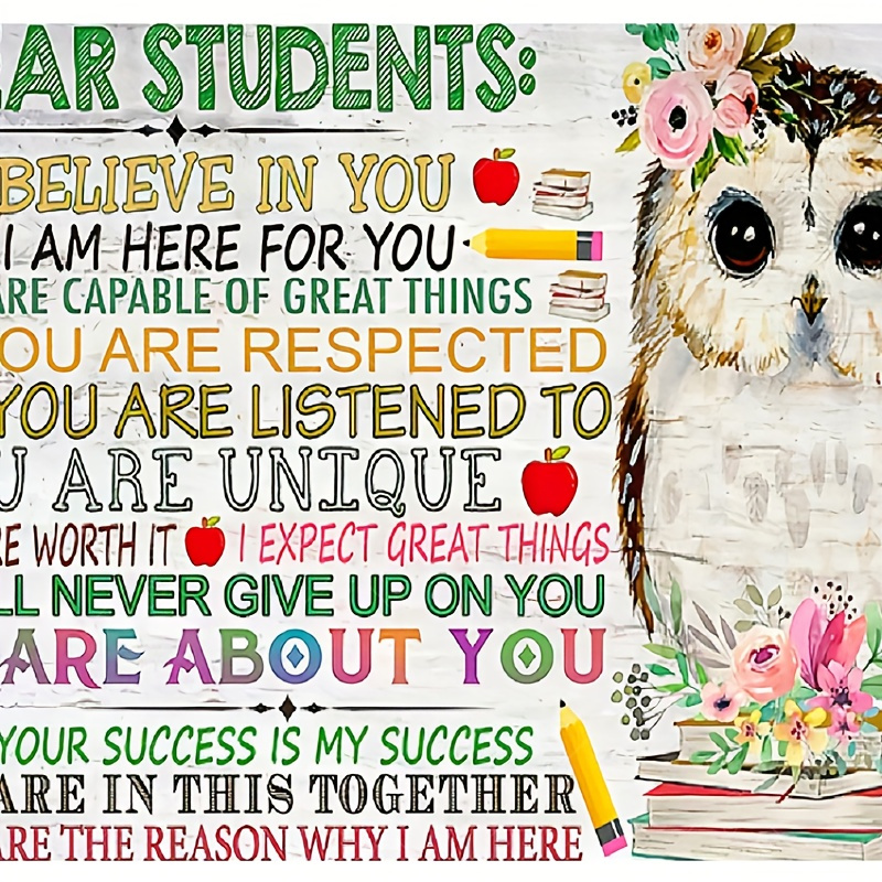 

heartfelt Homage" Inspirational Owl Canvas Art For Teachers - 'dear Student, You Are The Reason I'm Here' Unframed Wall Decor, Vintage-style Poster, Perfect Gift For Educators And Students