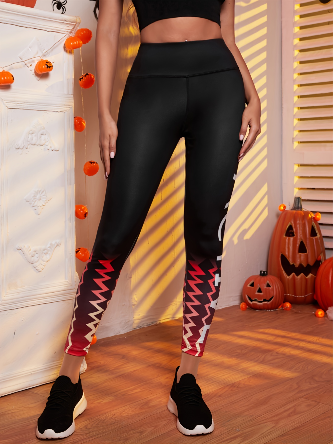 Halloween Print Yoga Leggings Women Stretchy Activewear - Temu