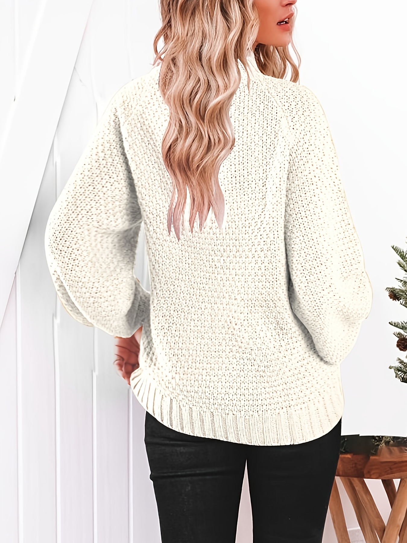 Oversized Scoop Neck Sweater, Casual Long Sleeve Loose Fall Winter Knit  Sweater, Women's Clothing