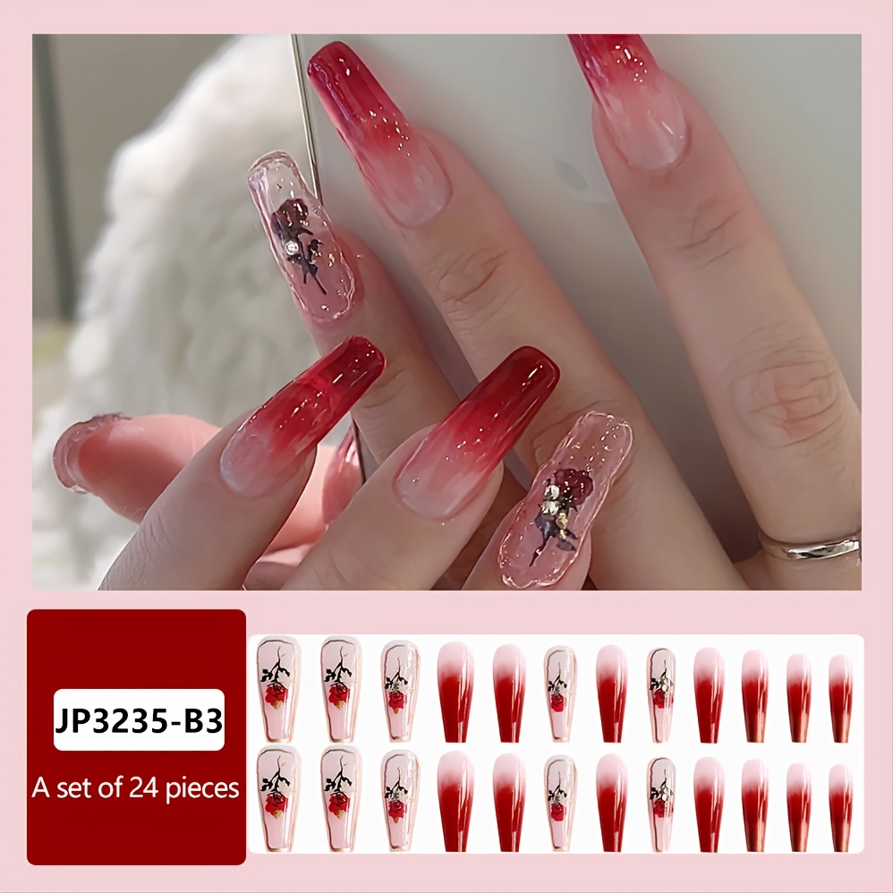 Jiaruo 24pcs/box Long Press On Nail Swater Drop Fake Nails Y2k Halloween  Blood Red Eyeball Nail Art Full Cover Paste Nail Art - False Nails -  AliExpress