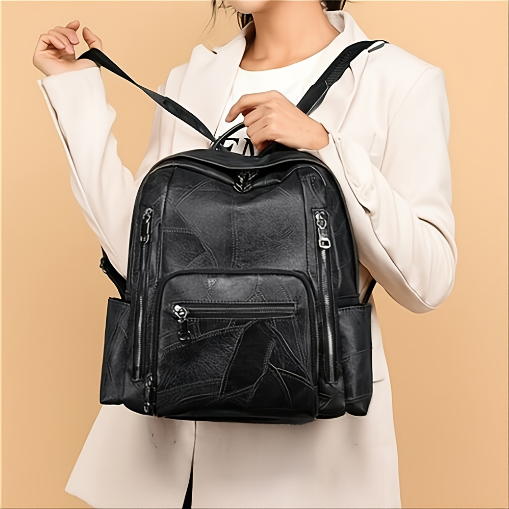 Fashion Embossed Pu Leather Backpack, Simple Casual Versatile Women's Bag,  Perfect For Travel And Daily Use, Simple Solid Color Pu Leather Women's  Backpack - Temu