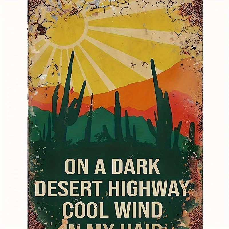 

1pc Camping On A Dark Desert Highway Vintage Wall Art Hanging Wall For Home Kitchen Club Coffee Wall Decoration 7.9x11.9inch Aluminum