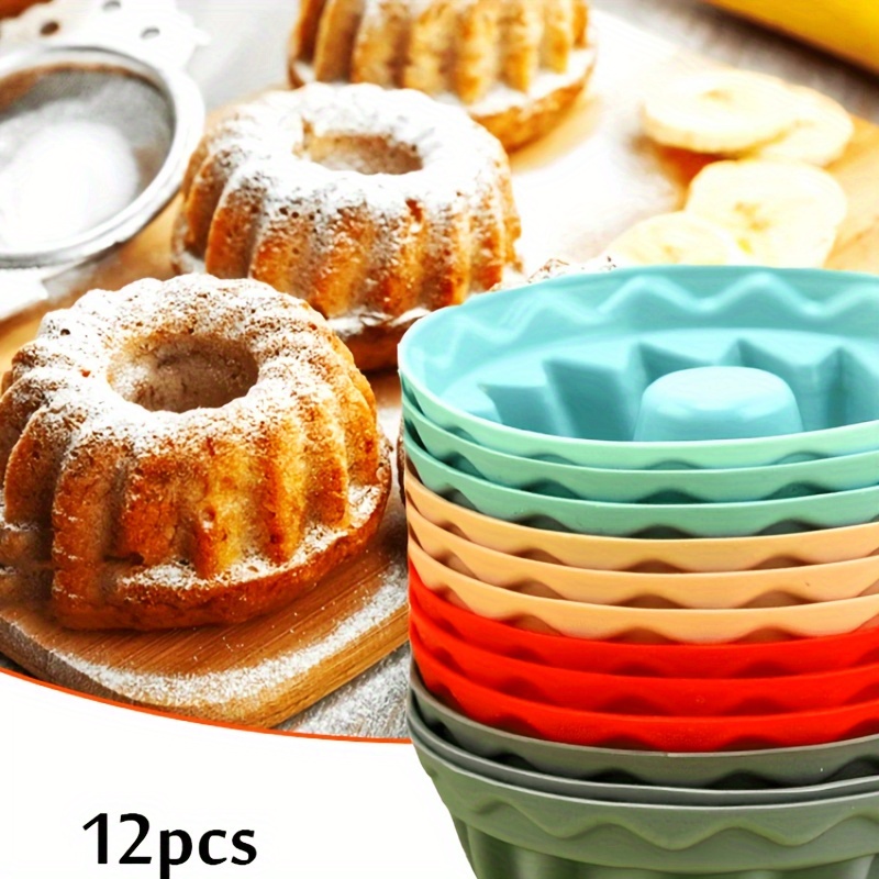 

12pcs Silicone Mini Cake Molds - , Easy Clean Baking Tools For Fluffy Heritage Tube Cakes - Gadgets & Gifts