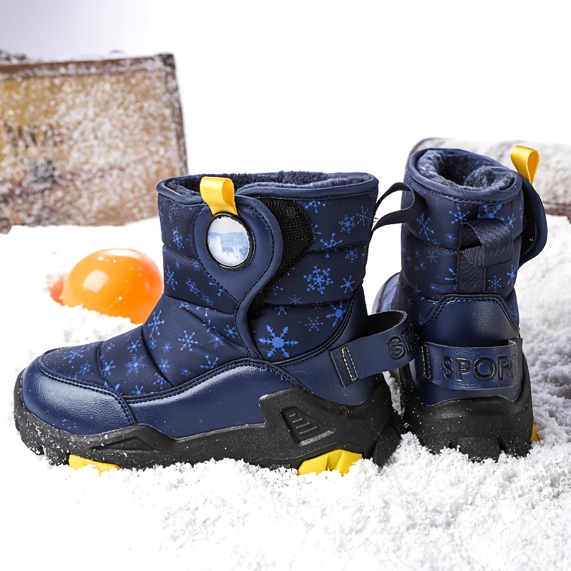 Bottes de neige en cuir de vachette véritable pour enfants, chaussures en  coton doux et chaud