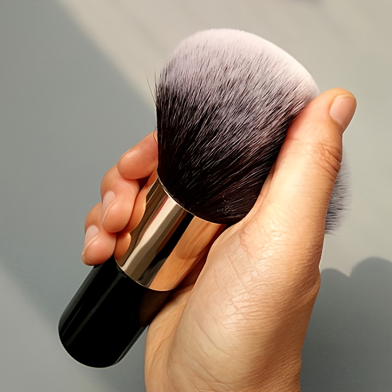 1pc Large Loose Powder Brush High-End Wooden Handle Thick Synthetic Hair  Round Head Face Makeup Tool