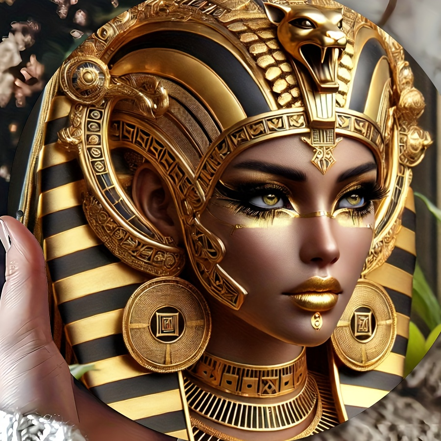 

Egyptian Queen-themed 7.87" Round Metal Wall Art - Home, Office, And Coffee Shop Decor | Unique Gift Idea