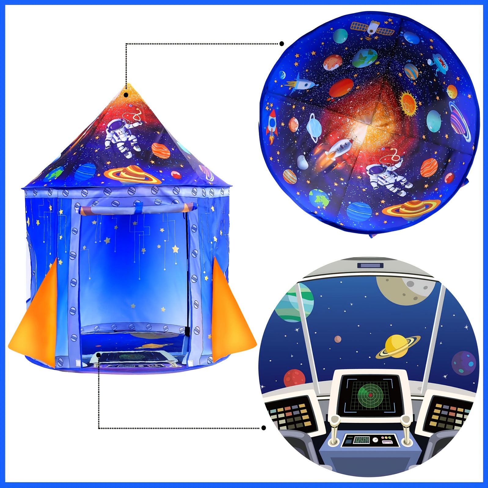 Rocket Ship Tent for Kids Pop-Up Rocket Play Tent Astronaut Space Tent  Playhouse for Boys & Girls