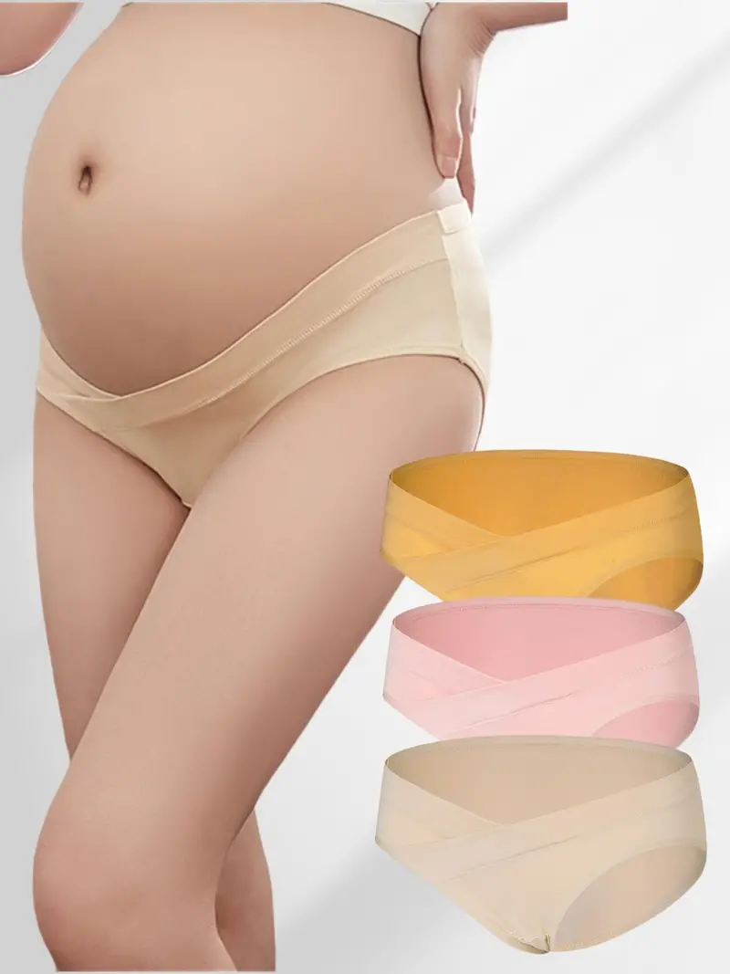 3pcs Women's Pregnant Nursing Panties, Cotton Breathable Plus Size Low  Waist Underwear