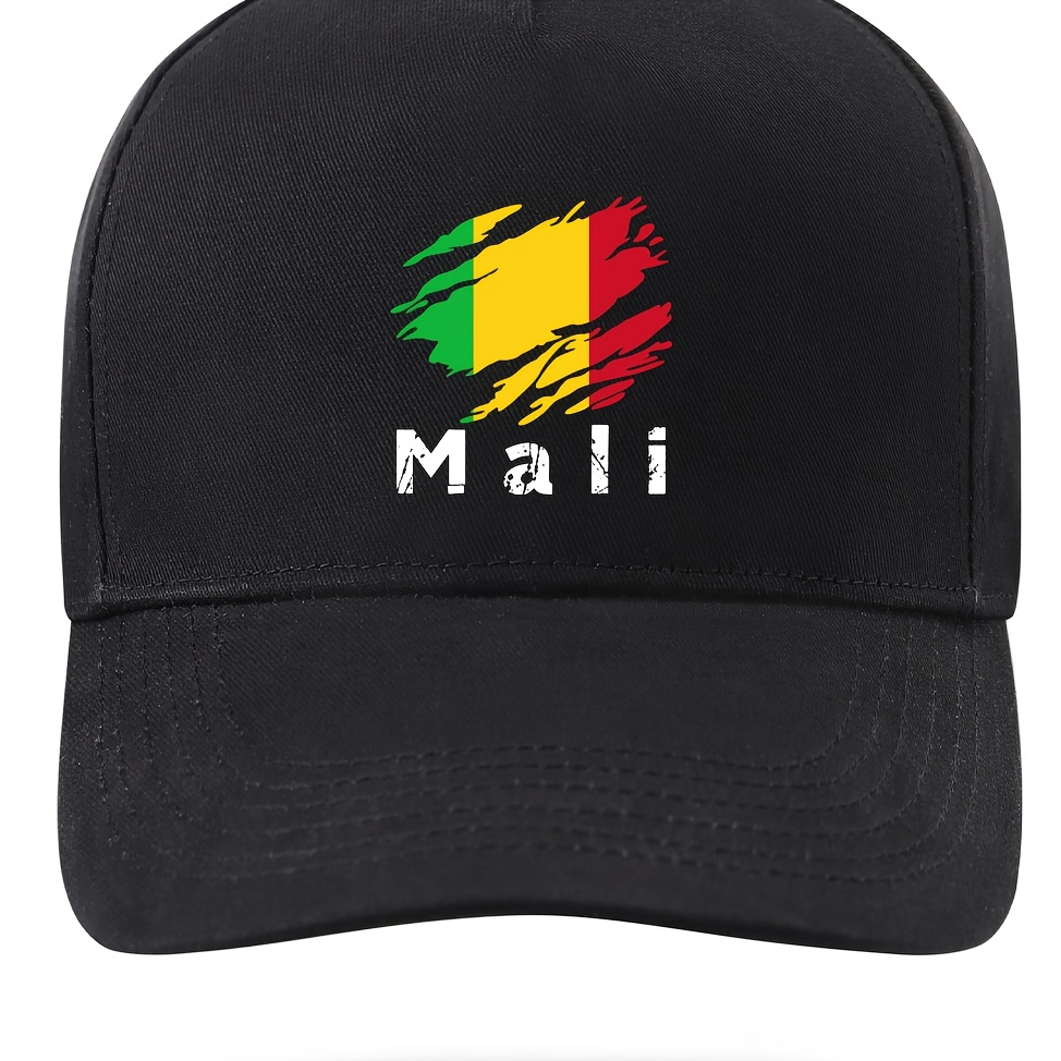 

Mali Flag Design Casual Baseball Cap - 100% Cotton, 100% Polyester Fiber, Fashionable Woven Cap, Machine Washable