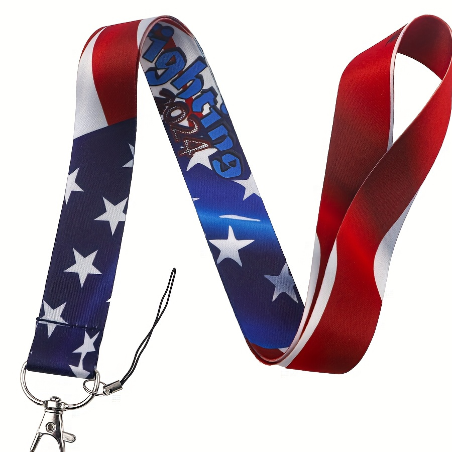 

Dmlsky Usa Flag Lanyard For Keys - 1pc Cute Polyester American Neck Strap Keychain With Clip For Car Accessories & Patriotic Jewelry Gift