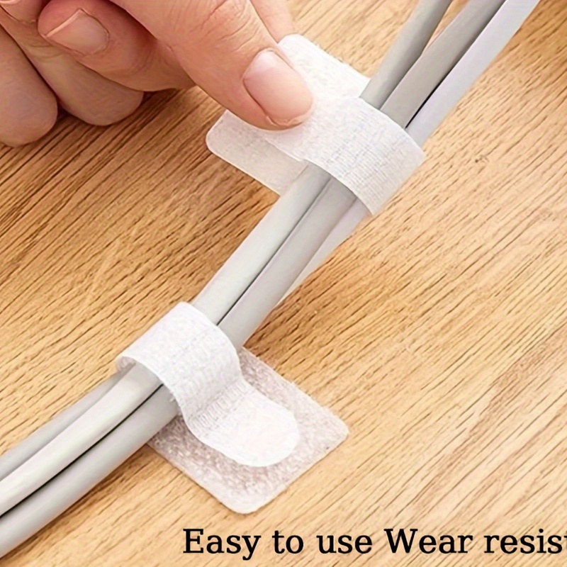 

20pcs Self-adhesive Cable Ties - Nylon Hoop And Loop Fasteners For Management In Office Use