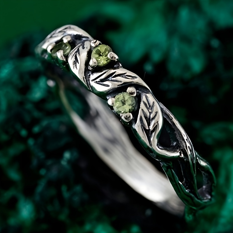 

1 Bohemian Style Vintage Leaf Ring With Synthetic Zircon-suitable For And Party, Ideal Gift For Men To Send Women Anniversary