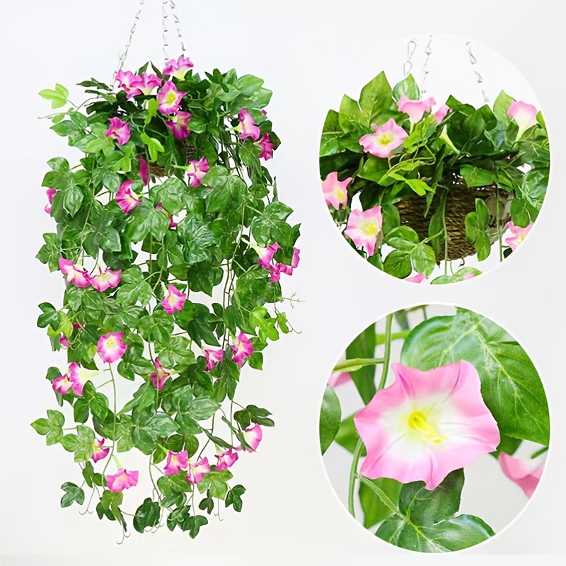 Artificial Vines Artificial Morning Glory Trumpet Flower Vine Fake Green  Plant Outdoor Wedding Hanging Baskets Decor