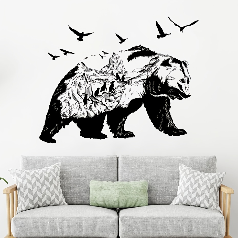 Black Bear Wall Stickers Creative Removable Vinyl Wall Decal - Temu Canada