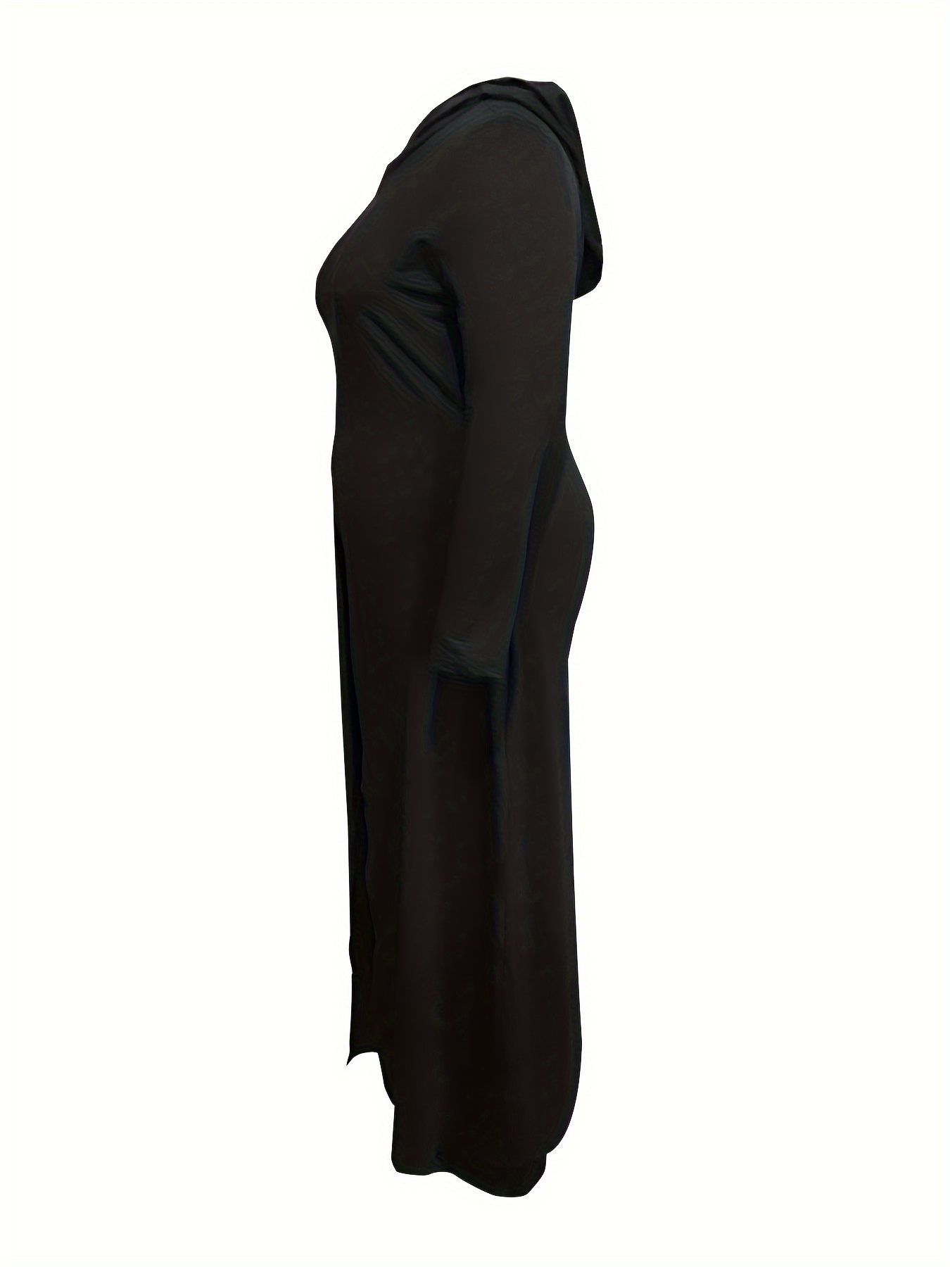Solid Long Sleeve Hooded Tunic Top & Pants Set