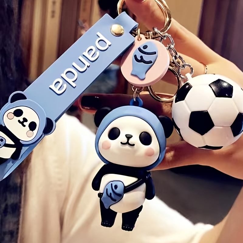 Calcio Simpatico Cartone Animato Panda Charm Portachiavi - Temu Italy