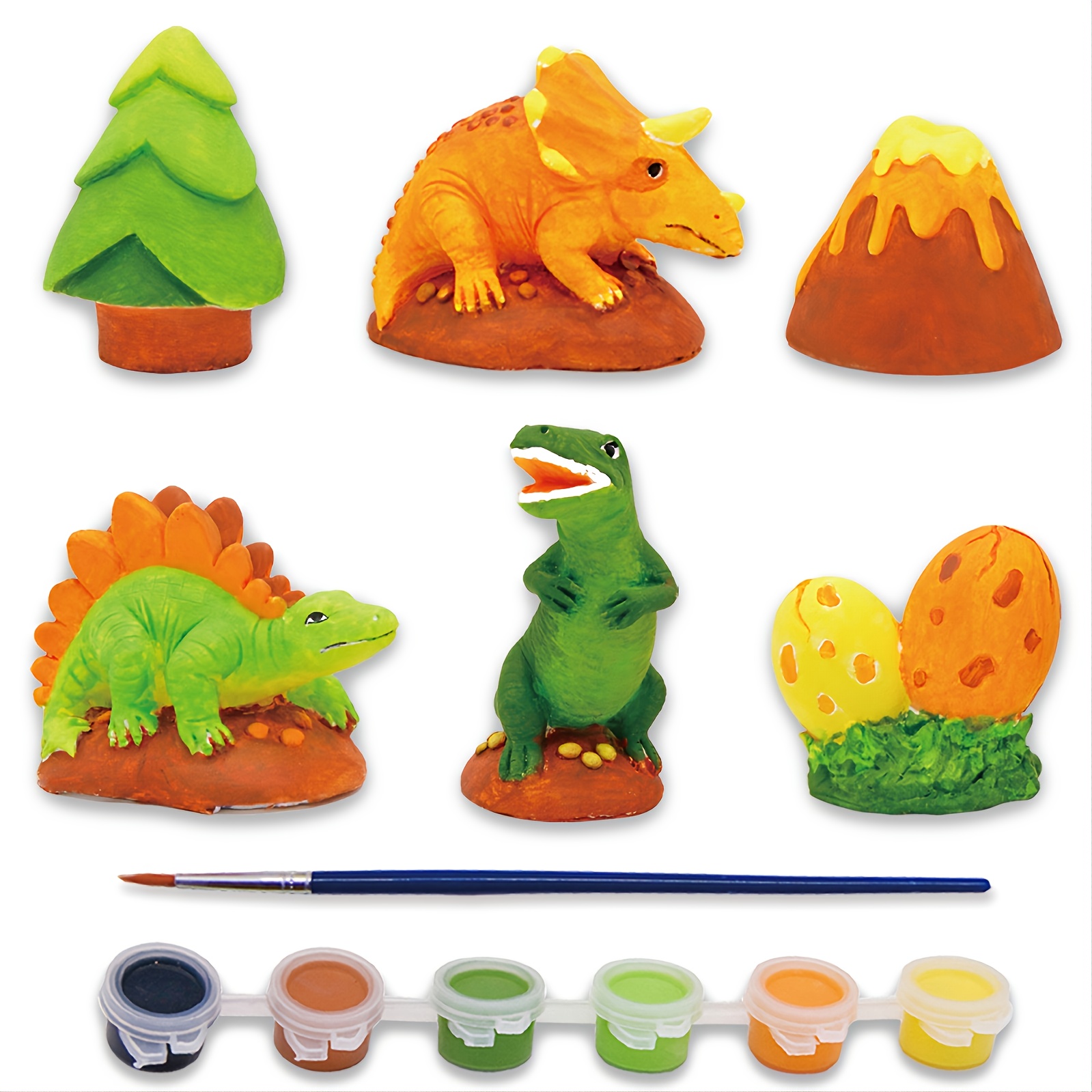 Juboury Kit de manualidades para niños, pintura en yeso, juego de arte para  pintar tu propio espacio, dinosaurios y figuras de vida marina, kit de