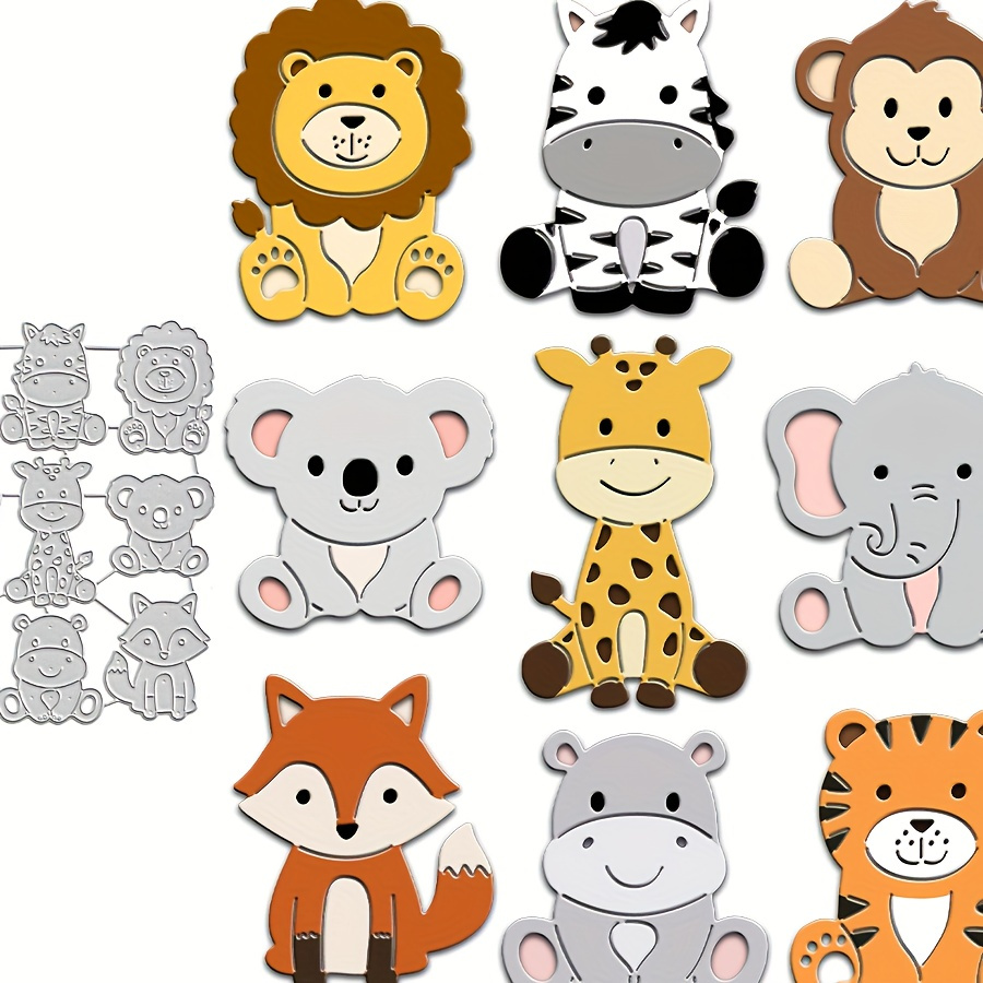 

Original Lovely Sitting Animals Monkey Zebra Lion Elephant Giraffe Koala Tiger Hippo Fox Metal Cutting Dies Diy Scrapbooking Album Greeting Cards Home Decoration Holiday Handle