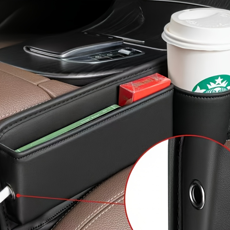 

Pu Leather Car Seat Gap Organizer - Large Capacity Storage Rack With Cup Holder & Plug Strip, Multifunctional Vehicle Interior Accessory Seat Gap Storage For Car Car Seat Gap Storage Box