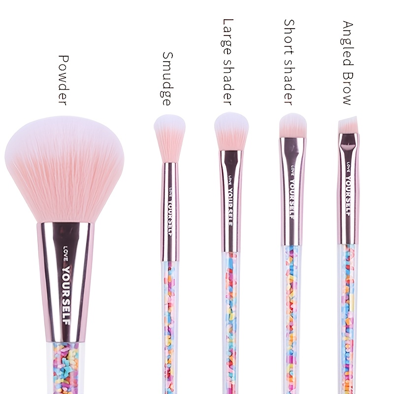 Zoreya Glitter Acrylic Makeup Brush Set For Powder Blush - Temu