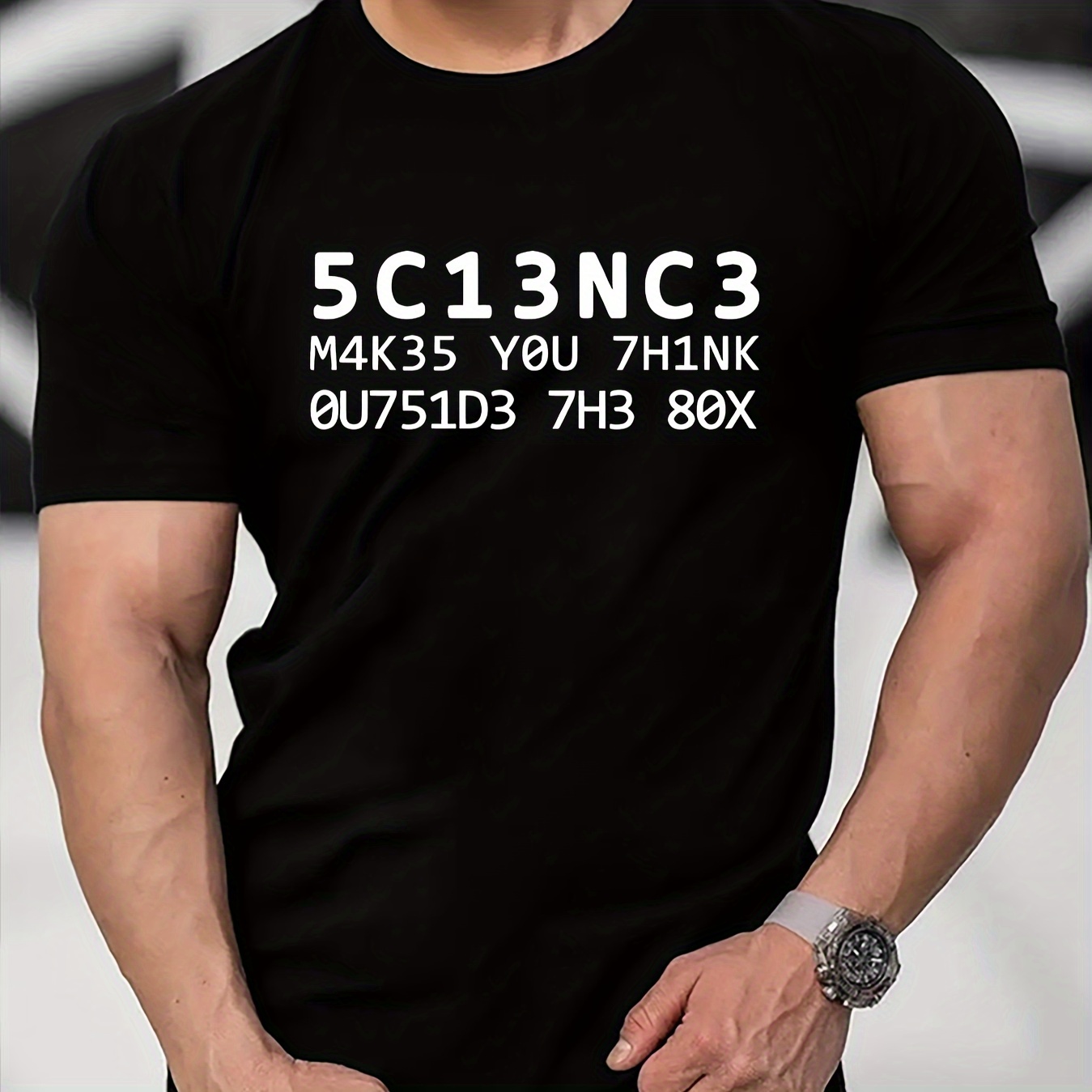 

Science Makes You Think 5c13nc3 Funny Humor Pun T-shirt For Men, Quick-drying Comfy Casual Summer T-shirt For Daily Wear Work Out And Vacation Resorts