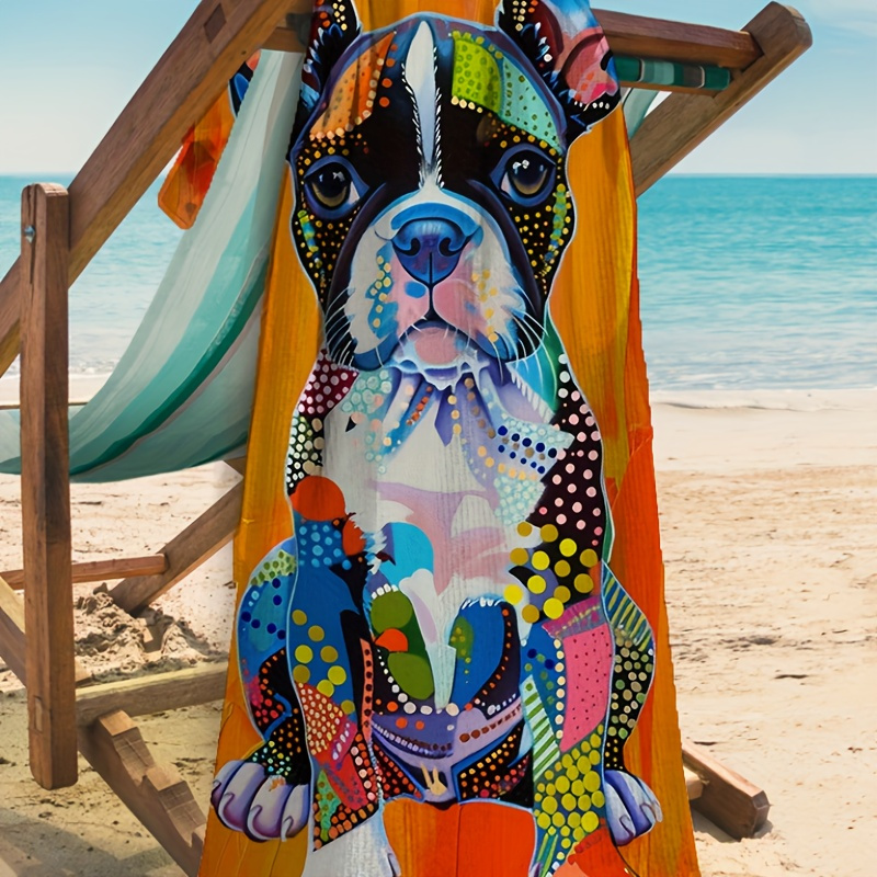 

1pc Insulation Blanket Beach Towels Lightweight Thin Towels For Swimming Beach Camping Bulldog Pattern Blanket 29inch X 58inch