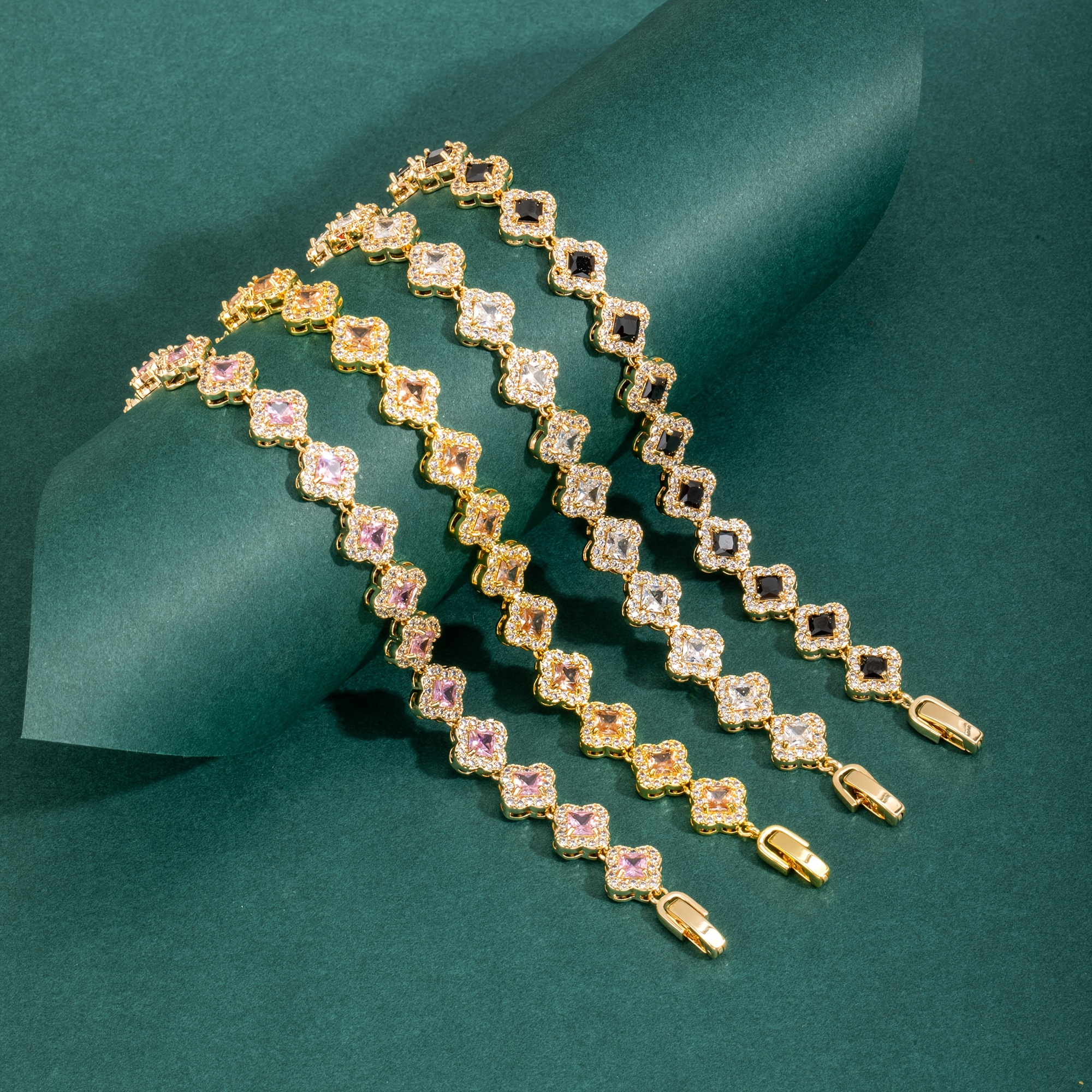 Mode diamant opale fleur trèfle à quatre feuilles pendentif cheville bijoux  cadeau pour les femmes Bracelet en or, Bracelets de mode