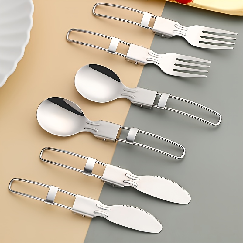 Travel Utensils With Case, Stainless Steel Portable Camping Silverware Set,  Reusable Cutlery Flatware For Picnic, Include Knife Fork Spoon - Temu