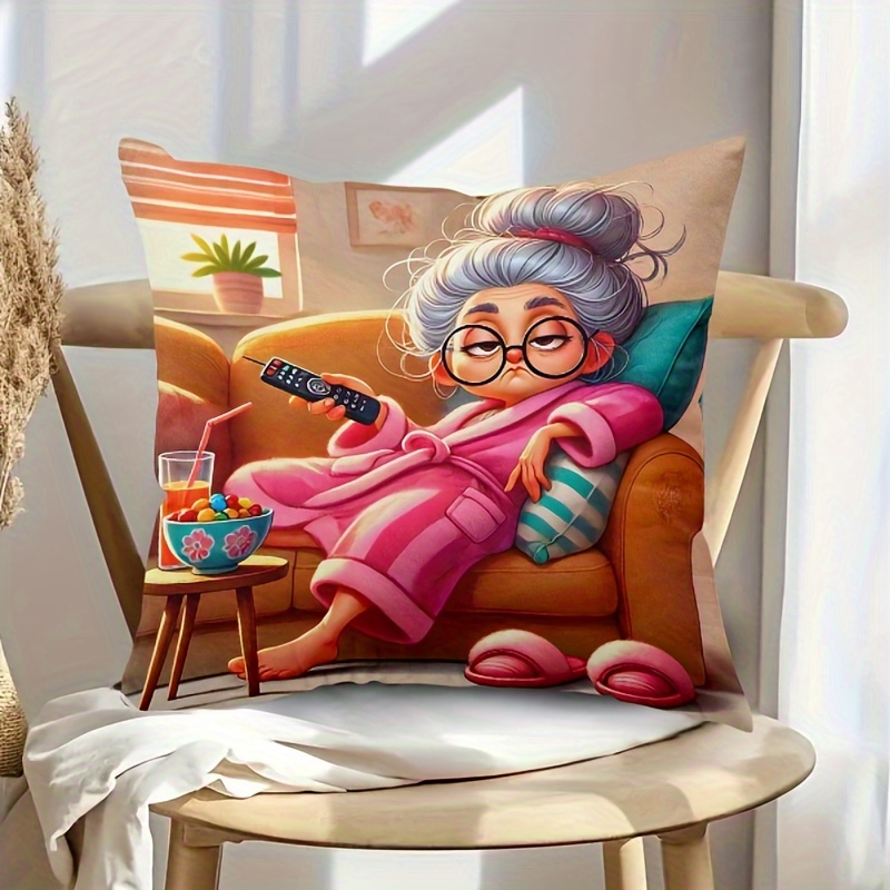 

Cozy & Humorous Grandma Time Decorative Pillow Cover - Soft Polyester, Zippered, Machine Washable - Bed, Sofa, And Lounge Chairs - Double-sided Print, Allergy- & Holiday Decor (pillow Not Included)