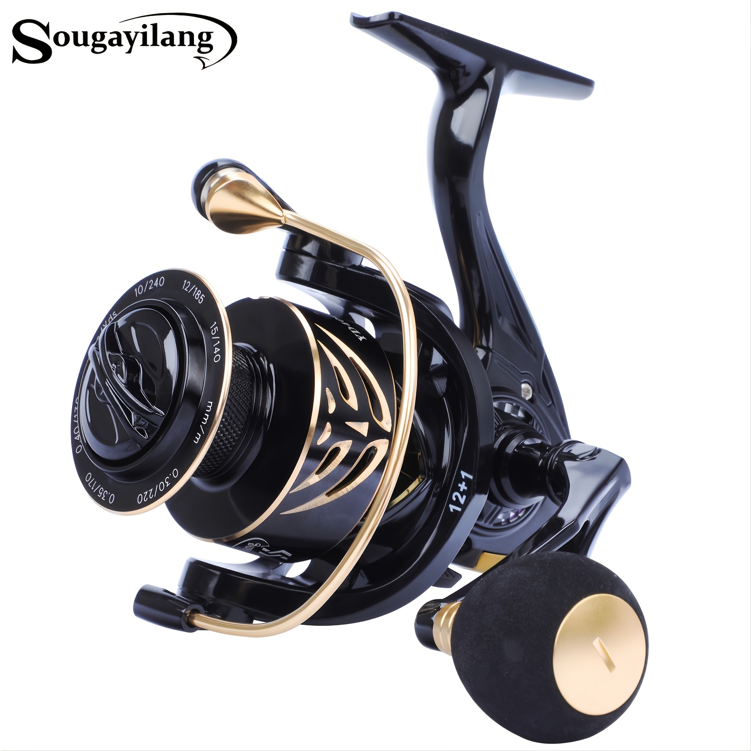 Sougayilang Spinning Reel - Smooth 12+1BB Fishing Reel with Comfortable CNC  Handle