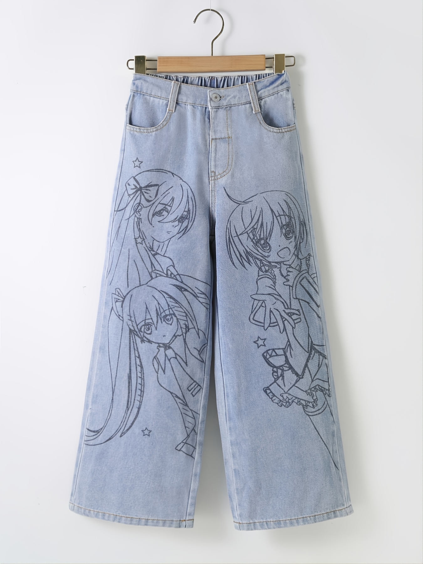 Anime Rare Customized Hand Painted Jeans, Women's Fashion, Bottoms, Jeans  on Carousell