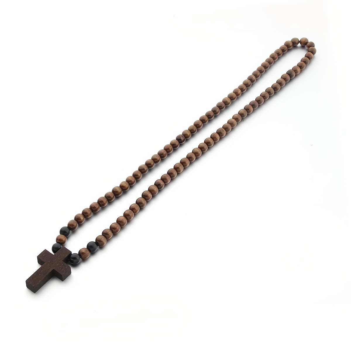 Wooden Cross Beaded Necklace Pendant Cool Natural Wood Cross - Temu