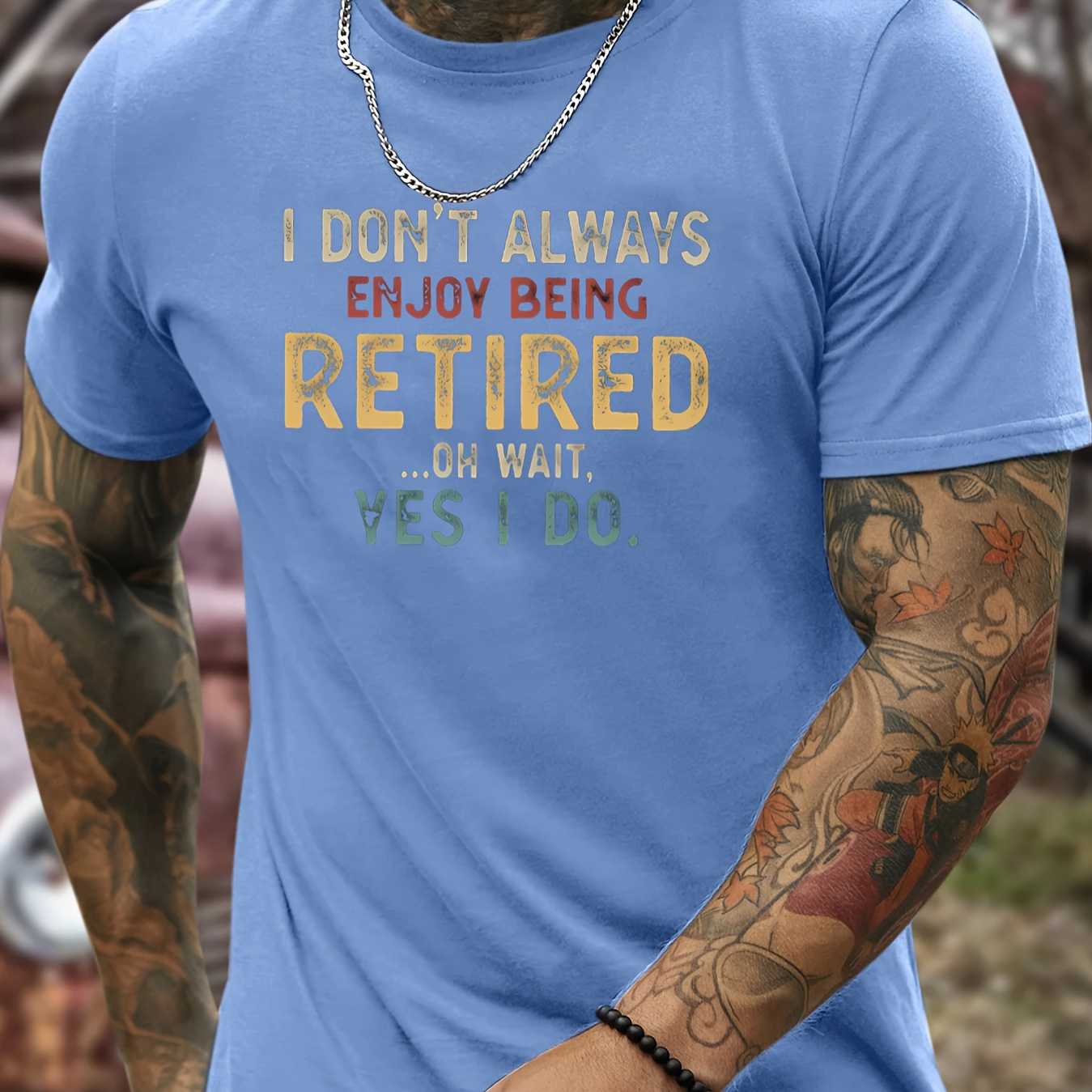 

Retired Letter Graphic Print Men's Creative Top, Casual Short Sleeve Crew Neck T-shirt, Men's Clothing For Summer Outdoor