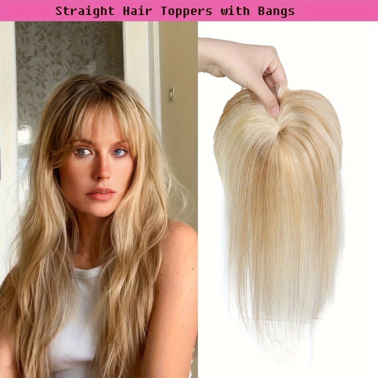 straight human hair clip in bangs made from 100 real human hair topper with bangs hair featuring wispy styles and   3    hair extensions are   women looking for   bangs to       12p613 color details 4