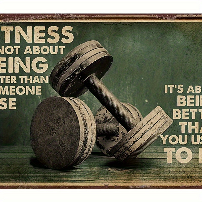 

Gym Training Poster Sign, It's About Being Better Than You Used To Be, Motivational Gym Fitness Funny Wall Art Retro Tin Sign Metal Poster For Home