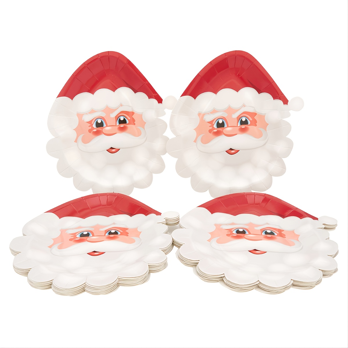 10pcs-9in Disposable Paper Plates With Santa Claus Print, Suitable